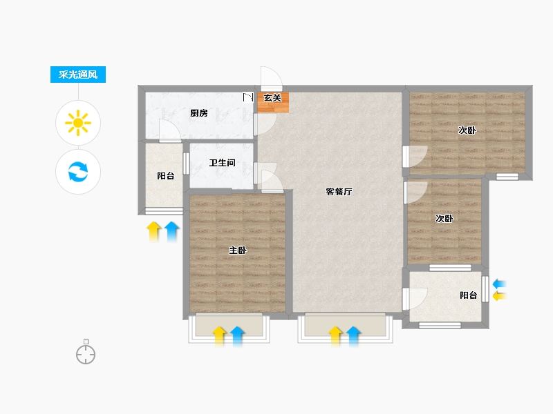 河北省-沧州市-润景康城-90.40-户型库-采光通风