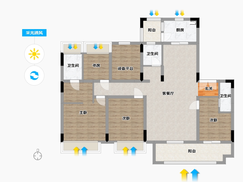 广西壮族自治区-桂林市-吾悦华府-120.14-户型库-采光通风