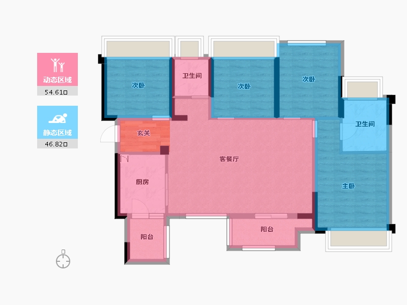 重庆-重庆市-象屿观悦府-89.83-户型库-动静分区