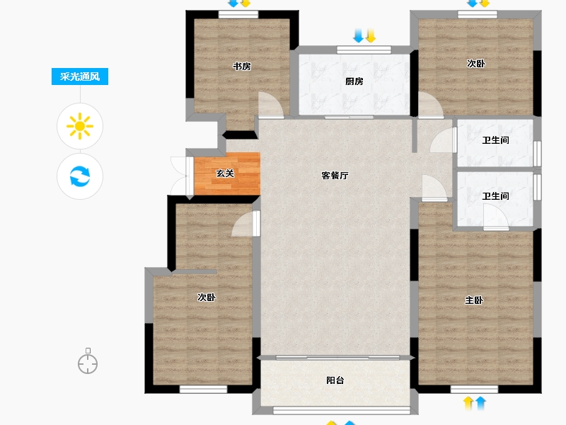 浙江省-宁波市-金隅大成郡一期-114.60-户型库-采光通风