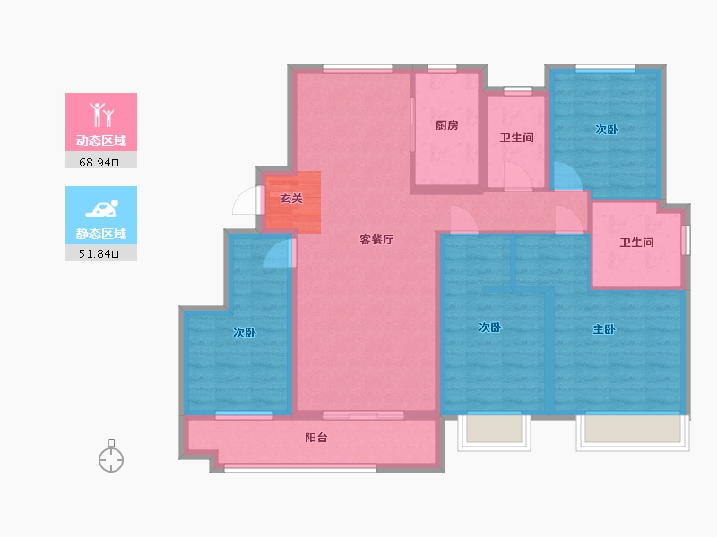 浙江省-宁波市-大发融悦府-107.30-户型库-动静分区