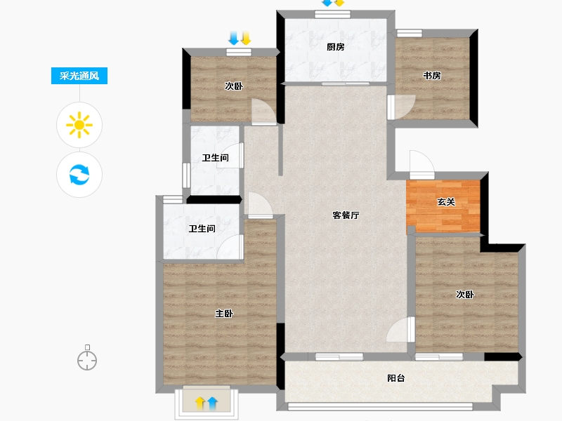 浙江省-宁波市-海湾金茂悦-100.01-户型库-采光通风