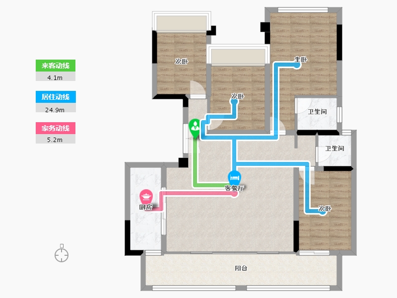 重庆-重庆市-华远·海蓝城-111.29-户型库-动静线