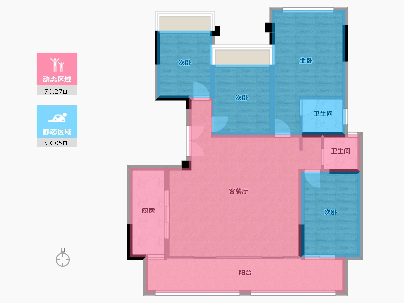 重庆-重庆市-华远·海蓝城-111.29-户型库-动静分区