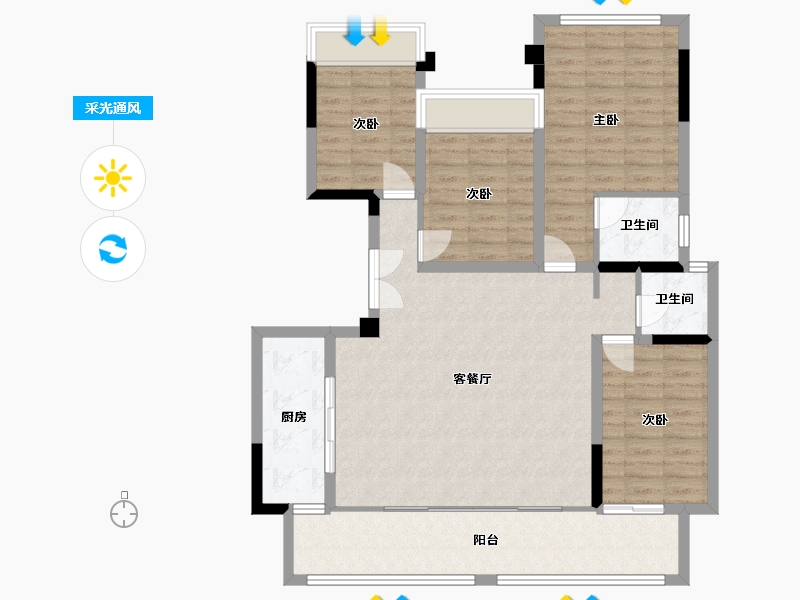 重庆-重庆市-华远·海蓝城-111.29-户型库-采光通风