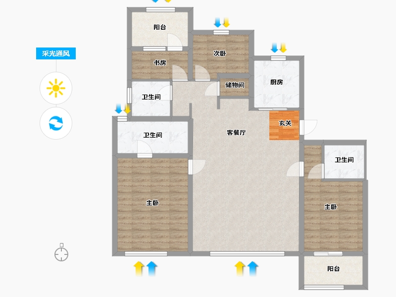 重庆-重庆市-万科滨河道-118.12-户型库-采光通风