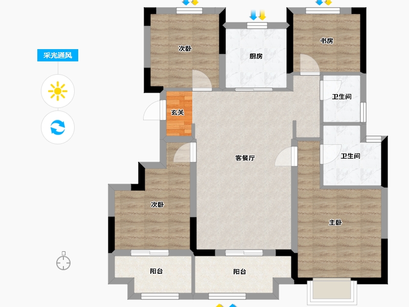 浙江省-宁波市-湖成大境-91.86-户型库-采光通风