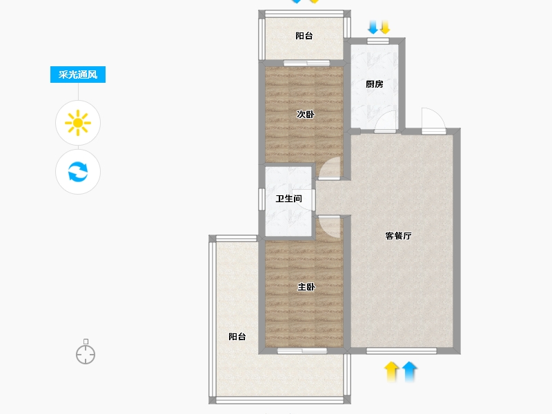 辽宁省-盘锦市-公园里-82.96-户型库-采光通风