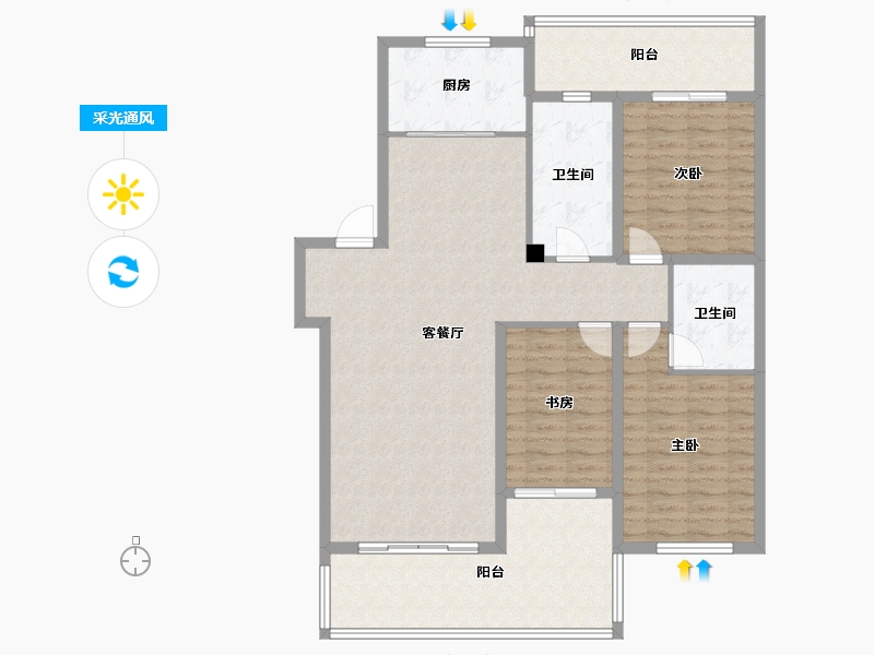 辽宁省-盘锦市-公园里-124.35-户型库-采光通风