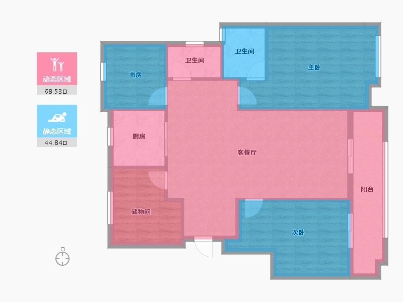 浙江省-嘉兴市-吉翔东郡-103.29-户型库-动静分区