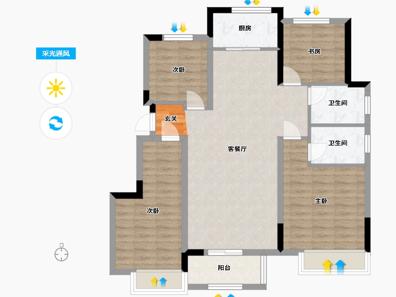 安徽省-合肥市-信达万振东方樾府-93.01-户型库-采光通风