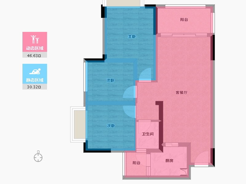 重庆-重庆市-金科天宸-67.37-户型库-动静分区