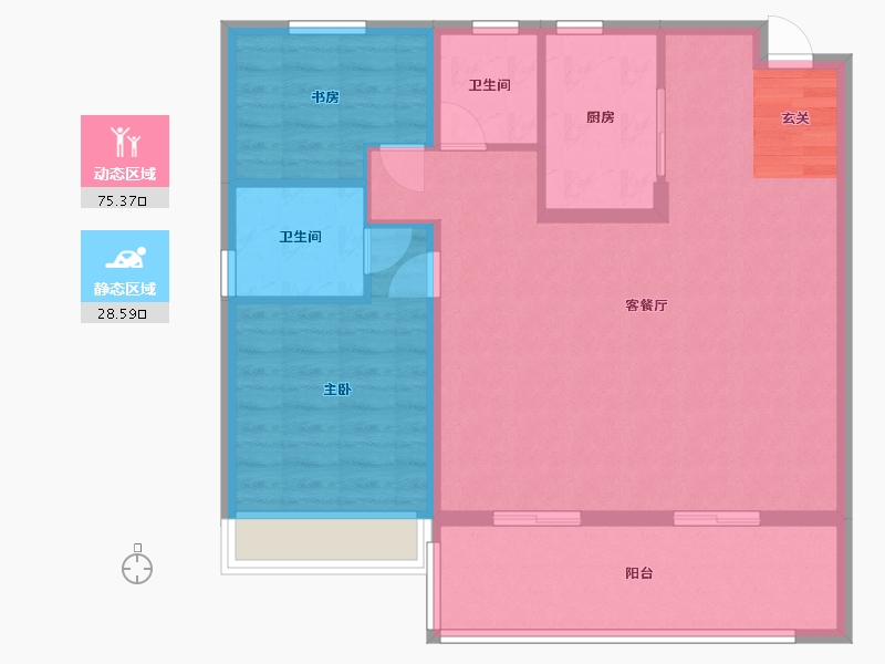 安徽省-合肥市-城建琥珀东华府-94.56-户型库-动静分区