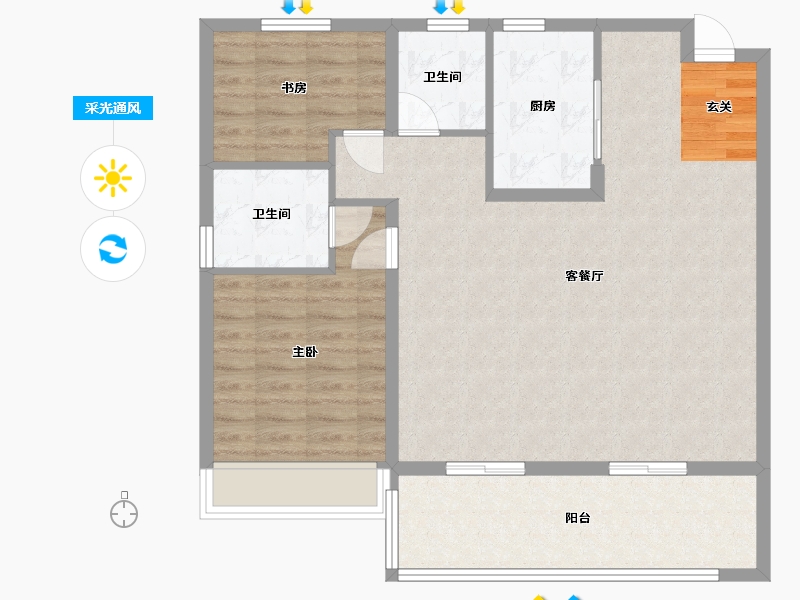 安徽省-合肥市-城建琥珀东华府-94.56-户型库-采光通风