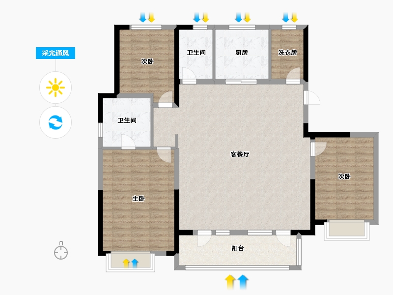 山东省-青岛市-李哥庄机场小镇-131.45-户型库-采光通风