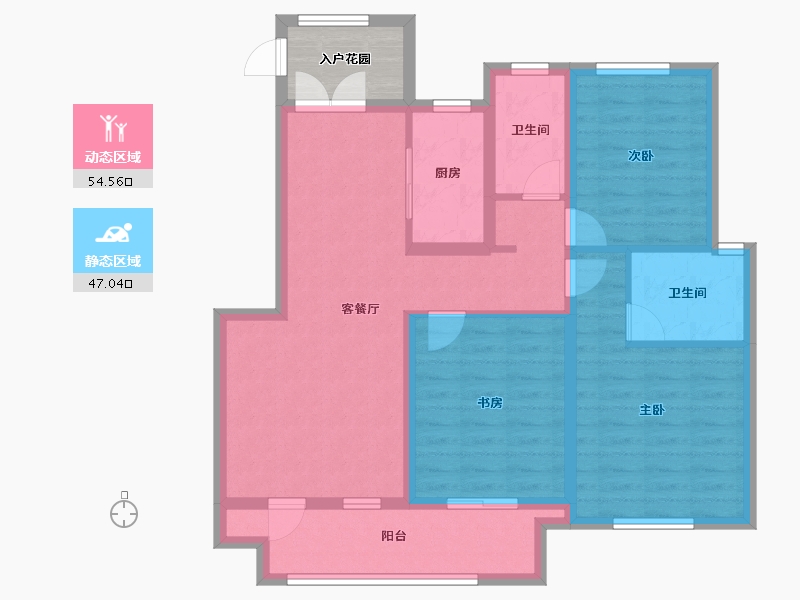 辽宁省-沈阳市-荣盛・紫提东郡-94.37-户型库-动静分区