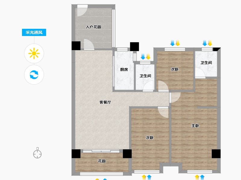 广西壮族自治区-南宁市-宾阳中央城1 号楼-96.24-户型库-采光通风