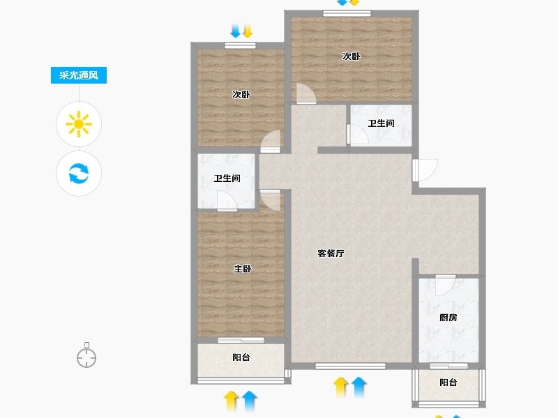 北京-北京市-北亚花园-122.01-户型库-采光通风