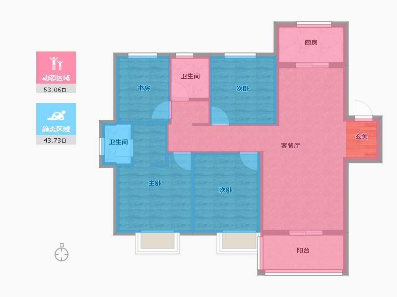 安徽省-合肥市-孔雀城时代北宸-86.49-户型库-动静分区