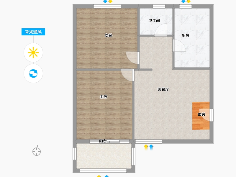 安徽省-合肥市-山湖苑东区-76.54-户型库-采光通风