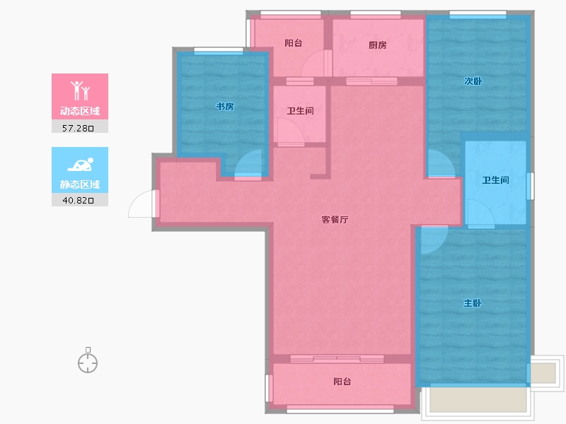 陕西省-商洛市-商丹金域-87.31-户型库-动静分区