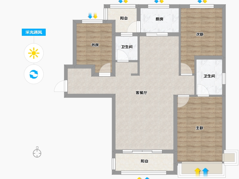 陕西省-商洛市-商丹金域-87.31-户型库-采光通风