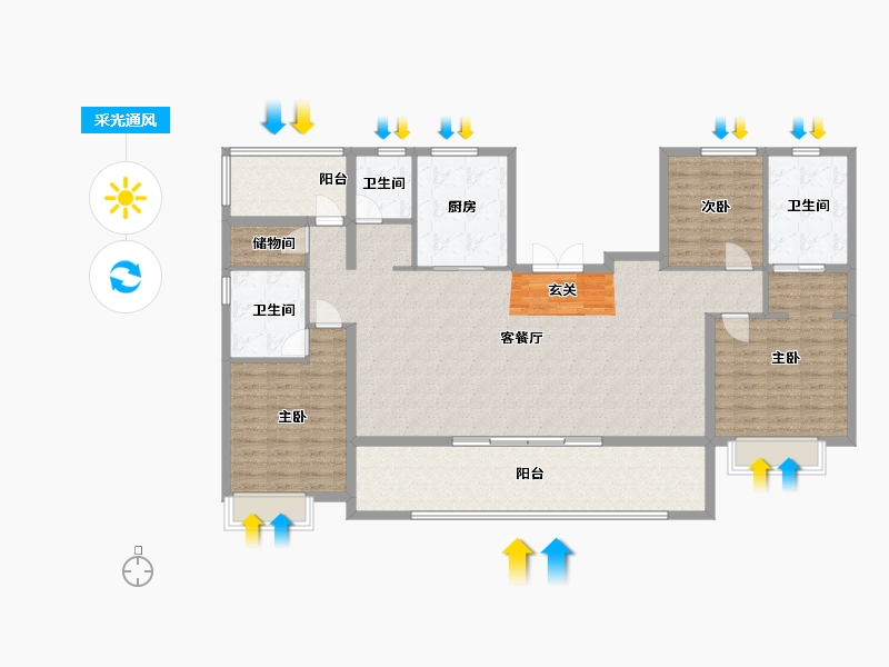 安徽省-合肥市-恒基旭辉铂悦・天汇-152.72-户型库-采光通风