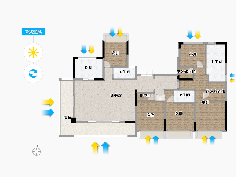 安徽省-合肥市-融创・滨湖印-187.68-户型库-采光通风