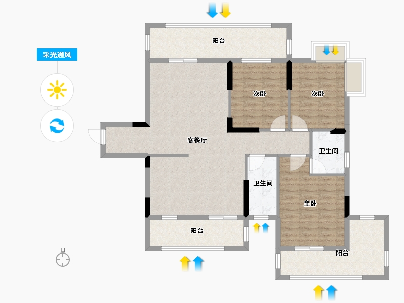 湖南省-衡阳市-雅士林御苑-111.94-户型库-采光通风