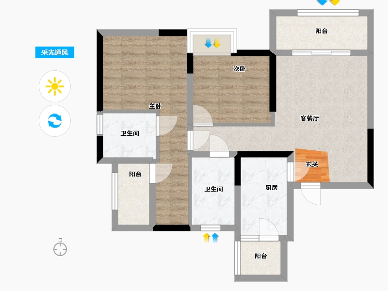 四川省-成都市-铂悦郡二期公园墅-71.24-户型库-采光通风