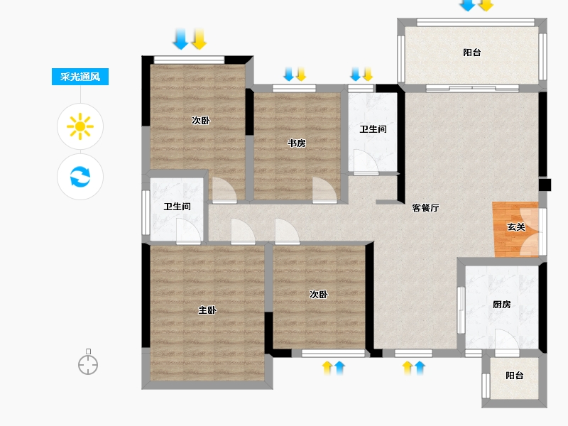 四川省-成都市-天府金融港-111.86-户型库-采光通风