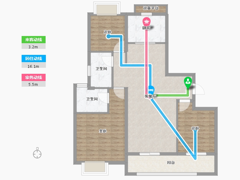 江苏省-苏州市-龙湖湖西星辰-95.00-户型库-动静线