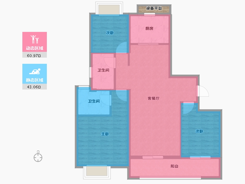 江苏省-苏州市-龙湖湖西星辰-95.00-户型库-动静分区