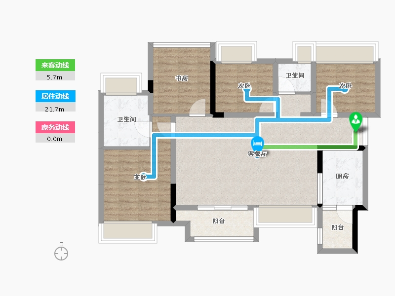 重庆-重庆市-弘阳时光澜庭-91.45-户型库-动静线