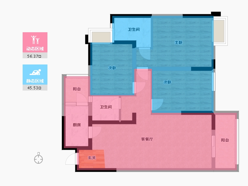 四川省-成都市-城投美庐-90.11-户型库-动静分区