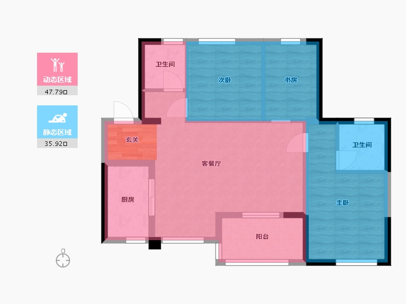 四川省-成都市-万科碧桂园公园大道-74.69-户型库-动静分区