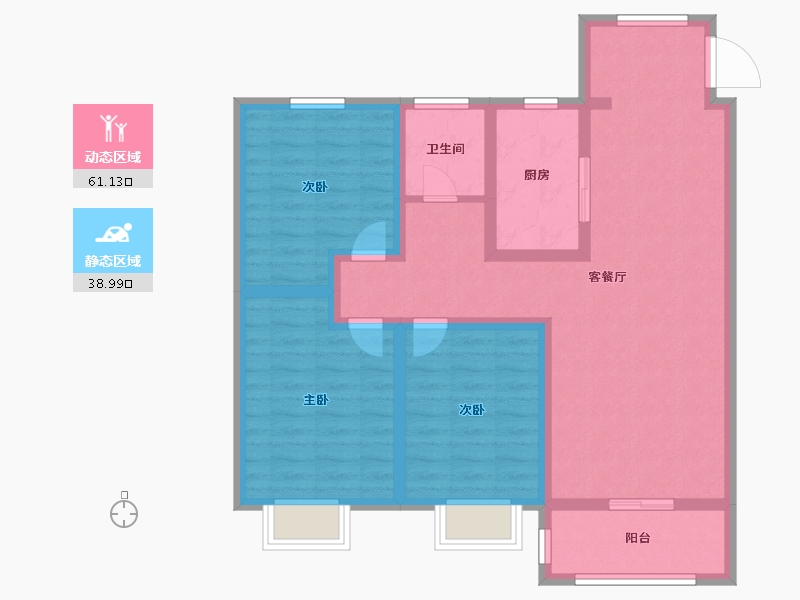 山东省-潍坊市-舜德帝景-88.50-户型库-动静分区