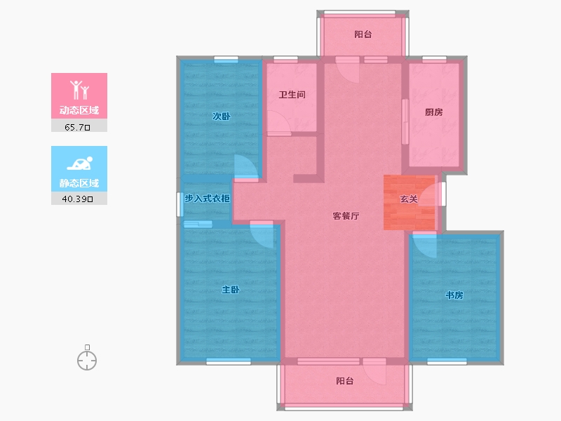 新疆维吾尔自治区-博尔塔拉蒙古自治州-中央公园-93.52-户型库-动静分区