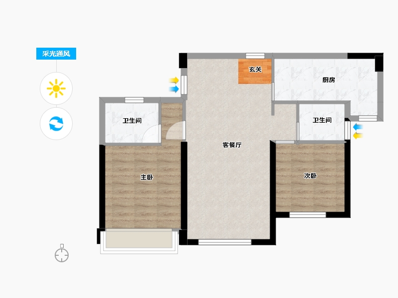 四川省-成都市-金沙宸宇公馆-67.92-户型库-采光通风