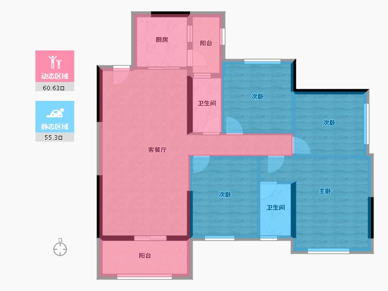 广东省-清远市-海港城海境界-104.36-户型库-动静分区