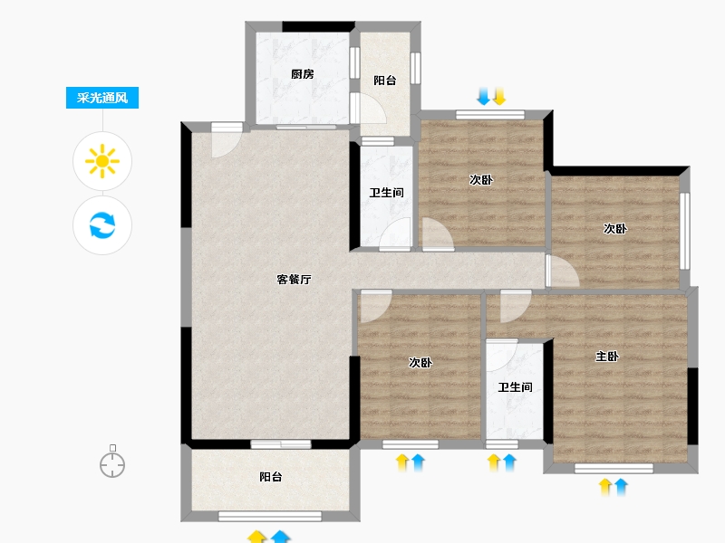 广东省-清远市-海港城海境界-104.36-户型库-采光通风