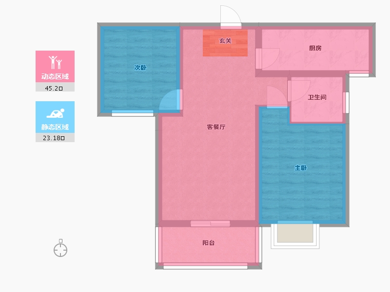 陕西省-西安市-天鹅湖-60.35-户型库-动静分区