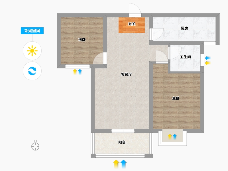 陕西省-西安市-天鹅湖-60.35-户型库-采光通风