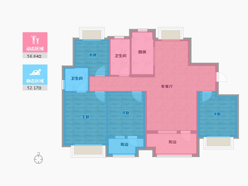 湖北省-襄阳市-东津世纪城-96.81-户型库-动静分区