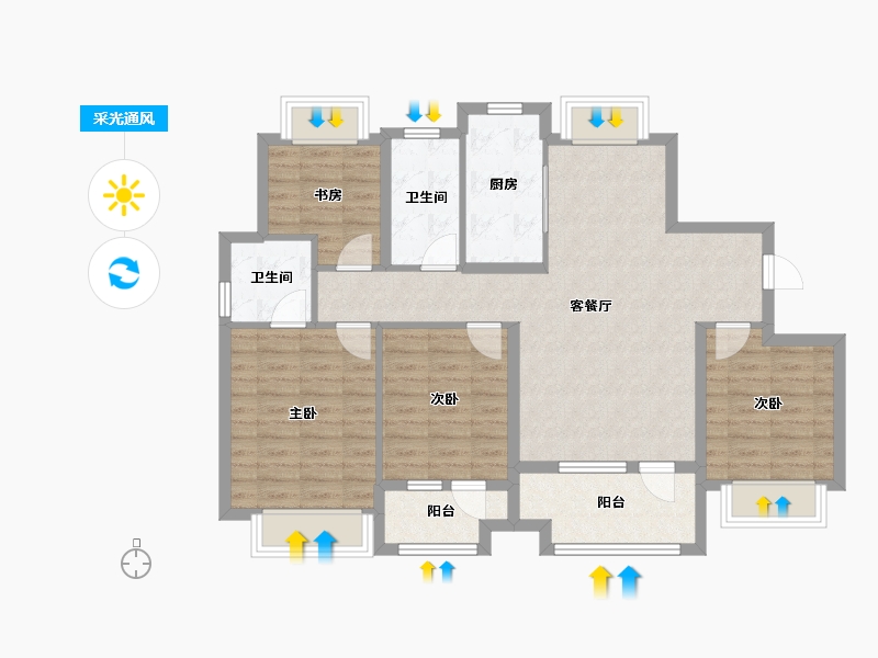 湖北省-襄阳市-东津世纪城-96.81-户型库-采光通风