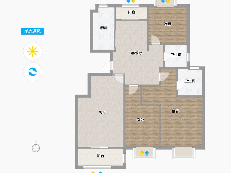 江苏省-南京市-颐秀居-112.10-户型库-采光通风