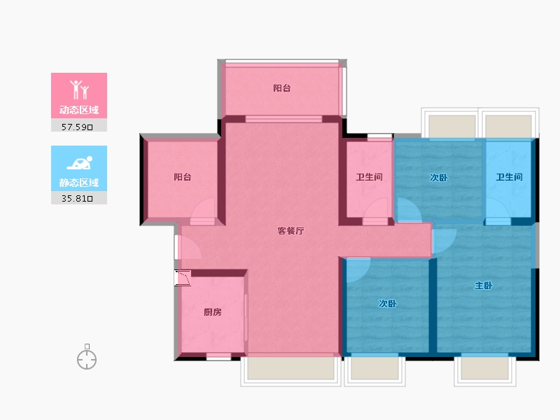 广东省-珠海市-碧桂园 香洲府-83.04-户型库-动静分区