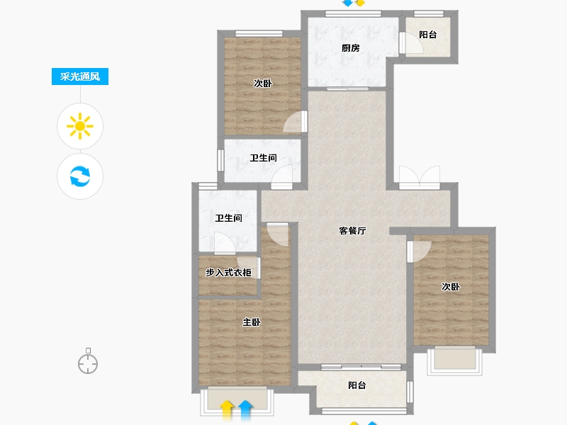 山西省-太原市-富力湾-104.08-户型库-采光通风