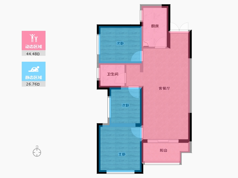 河南省-郑州市-永威南樾三期禧园一号楼-62.69-户型库-动静分区