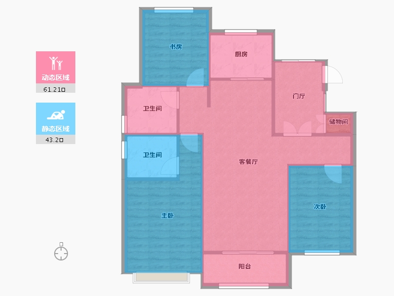 山东省-济南市-绿地IFC中央公馆-96.11-户型库-动静分区